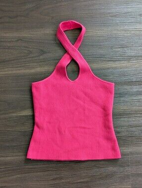 NWT Express Pink Knit Halter Top Summer Festival Resort Going Out Small